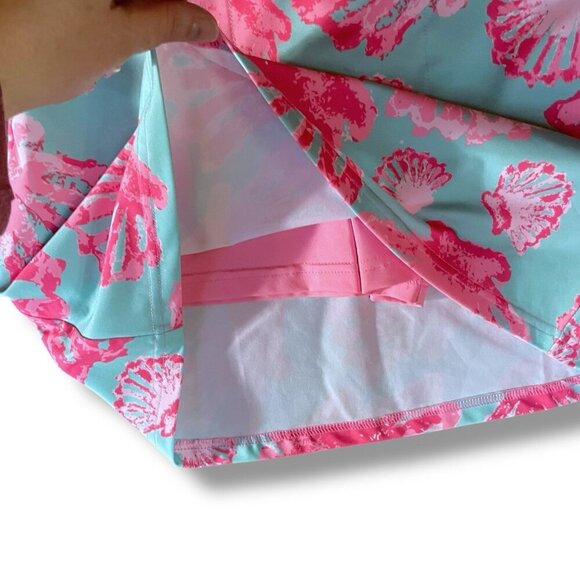 Ana Clare Active Womens Skort XS Pink Blue Seashell Print Preppy Golf Athleisure - Picture 3 of 5